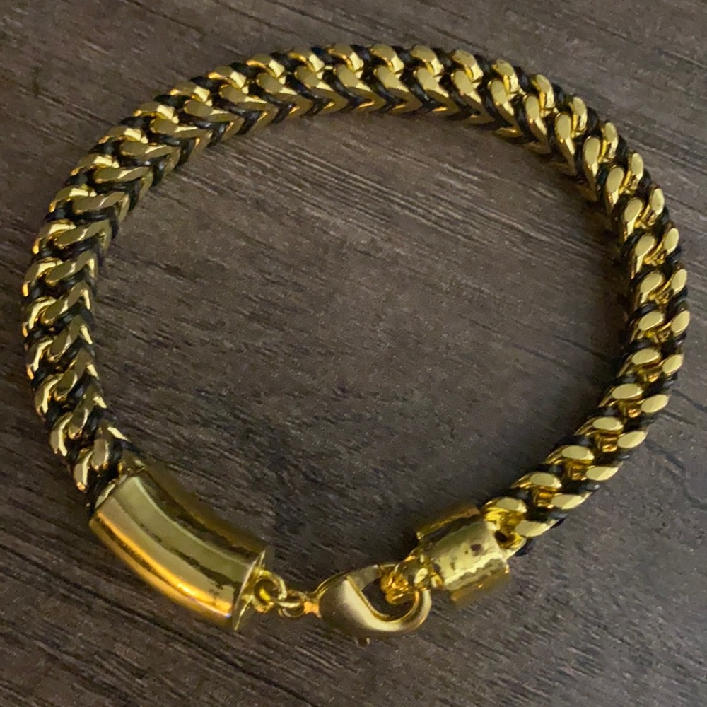 Gold & BlK Chain Bracelet
